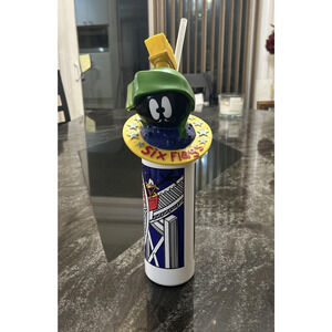 Vintage Looney Tunes Marvin the Martian Head 32oz Water Bottle Cup Six Flags